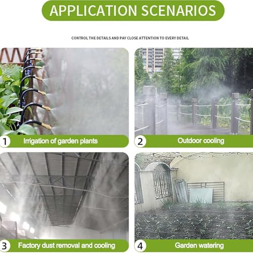 Automatic Greenhouse Drip Irrigation Kit – 20 Brass 360° Adjustable Nozzles, 65FT 1/2" Tubing & Misting System – Easy Setup & Water Saving for Hydroponics, Raised Beds, Flower Gardens & Outdoor Plants