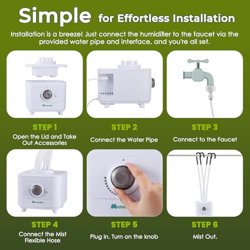Mxmoonant Ultrasonic Humidifier 0-600ml/H, Auto Water Filling, 4 Outputs | Adjustable Mist Volume, w/4 Tubes for Different Directions, for Plant, Greenhouse, Reptile Humidification, Tap Refilling