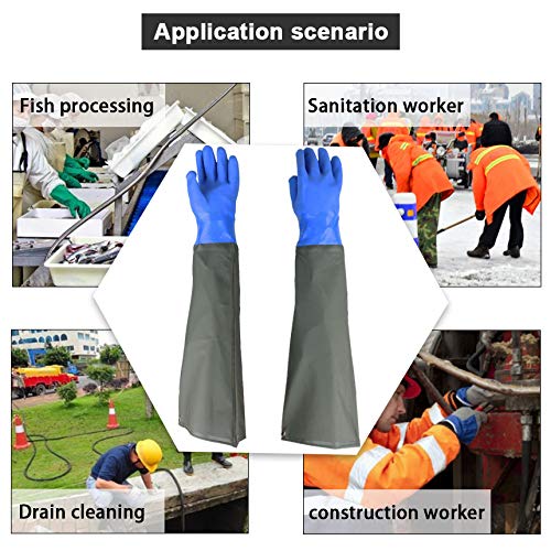 Eiito Drain Cleaning Gloves,Pond Gloves,Long Rubber glove,Waterproof Elbow Length Rubber gloves- 27 Inch Insulated Waterproof