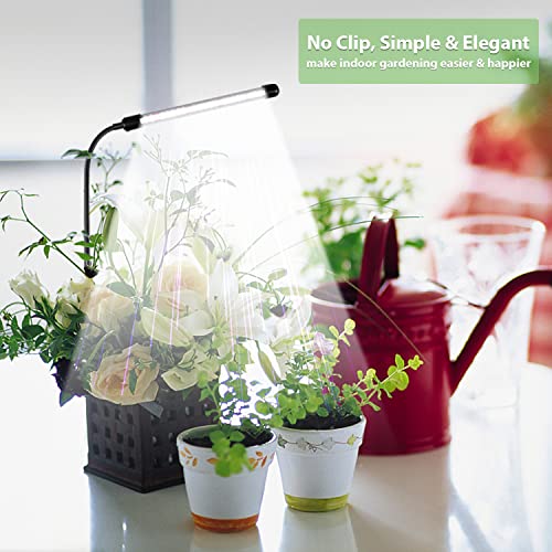 Grow Light for Indoor Plants Growing, 6000K Full Spectrum Gooseneck Plant Lamp for Seedings Succulents Small Plants, Auto On/Off Timing & 5 Dimming, 1-Pack