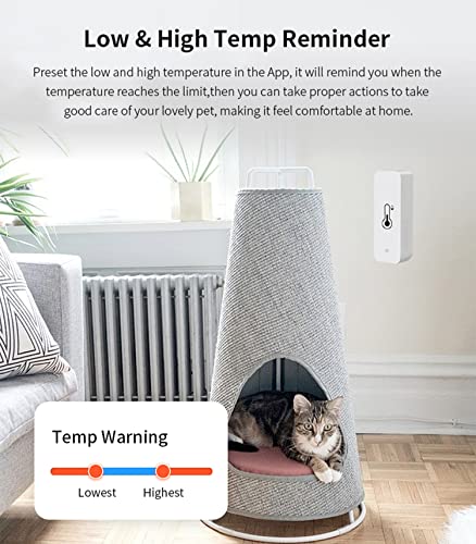 4-Pack WiFi Temperature Humidity Sensor: Wireless Temperature Humidity Monitor with App Alert, Free Data Storage Export, Smart Indoor Thermometer Hygrometer Compatible with Alexa Google Assistant - color: 4-Pack