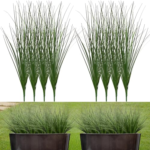 Artificial Wheat Grass, 8 Stems, 17.3" Fake Plants Faux Grass Greenery for Indoor & Outdoor Décor, Artificial Greenery for Planters, Porch, Patio & Home Decoration - size: Short-8PCS