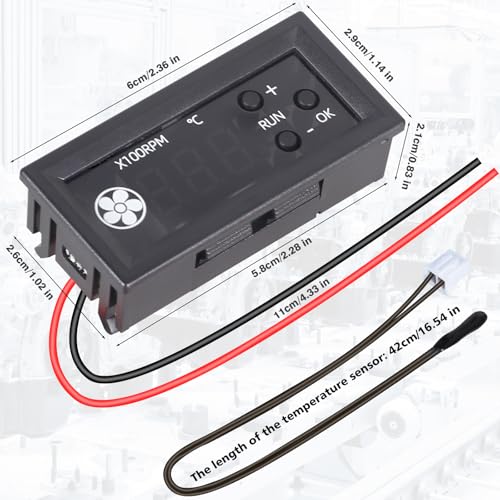 Fan Temperature Controller, ICSTATION DC 12V PWM 4-Wire Fan Speed Controller Module with Temperature Probe Digital Display ℃ Temperature Controlled Governor for 3A Fan PC