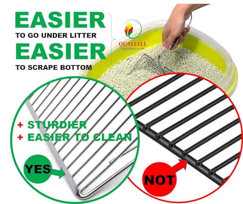 Qualiall All Metal Litter Scoop, Solid Metal Sifter, Cat Litter Scoop Metal Jumbo, Cat Urine Scoop, Litter Scooper with Holder, Litter Scooper Holder, Jumbo Cat Litter Scoop Sifter Scooper Holder