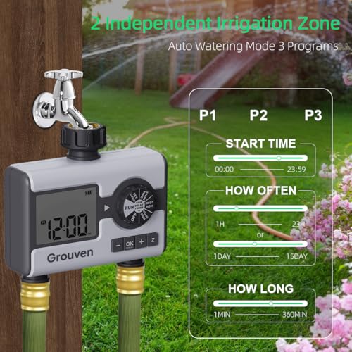 Garden Sprinkler Hose Timer Automatic Watering System 2 Outlet | with Rain Delay, Manual, Hose Timer Programmable Faucet Timer for Yard Lawn Pool - style: 2 outlets