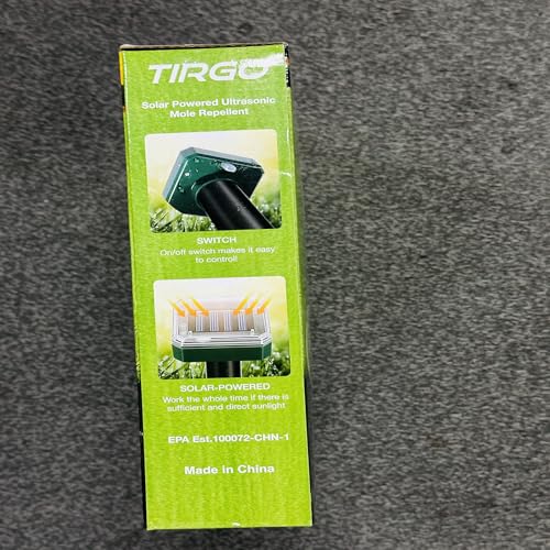 Tirgo Mole Repellent Solar Powered 8 Pcs Snake Repeller for Yard Ultrasonic | Outdoor Gopher Rodent Groundhog Vole Skunk Animal Deterrent Spike, Waterproof Stakes for Lawns, Vegetable Garden, Pet Safe