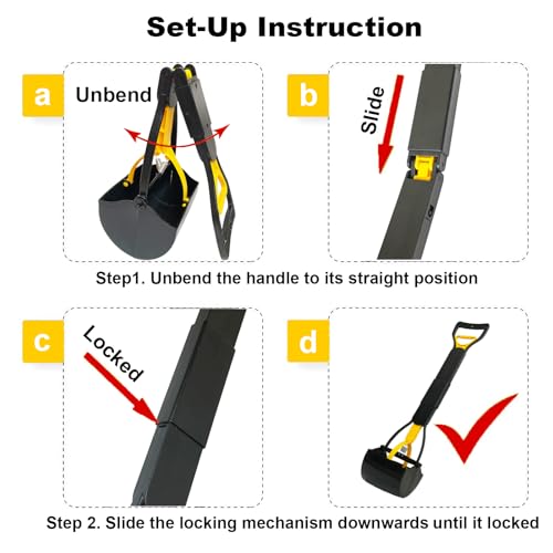 ienjoyed Dog Pooper Scooper for Large Medium & Small Dogs Heavy Duty,Long Handled Dog Poop Scooper for Grass,Durable Dog Poop Pick Up Tool (Yellow) - color: Yellow