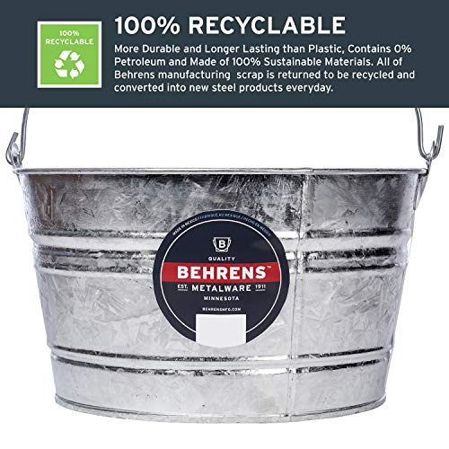 Behrens Hot-Dipped Galvanized Steel Utility Pail 4-1/4 Gallon - size: 17 quart, style: Hot Dipped