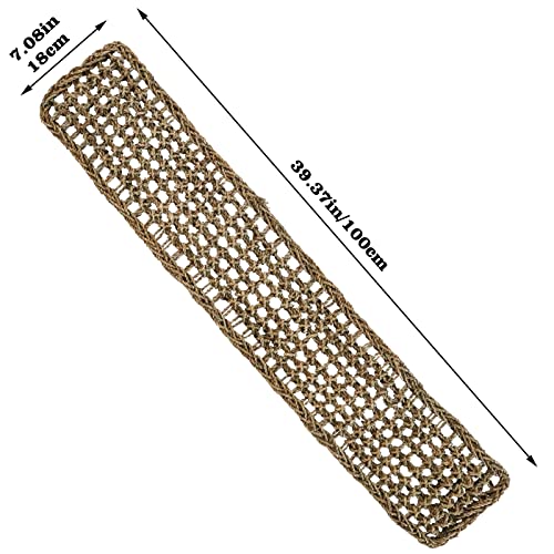 39 x 7 Inches Seagrass Mat, Natural Seagrass Woven Net, Bird Hammock Mat with Hooks, Cage Accessories, Climbing Rope Ladder Chew Toys for Cockatiel, Hamster, Guinea Pig, Rats, Parakeet - size: 39 x 7 Inches