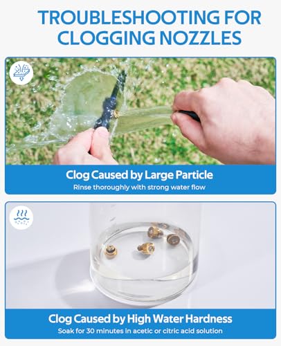 20 Pack Brass Misting Nozzles & 5 Pack Tee Misters | Nozzles Replacements for 1/4 inch tubing, For Outdoor Patio Cooling, Garden Watering, Fan Mist System