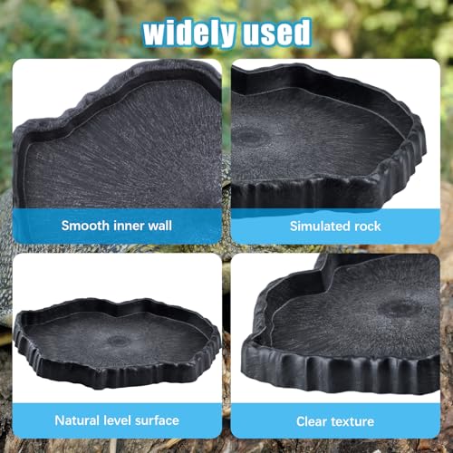 Reptile Water Dish, Reptile Feeding Dish Corner Bowl Breadworm Feeding Food Bowl, Terrarium Decor Bowls for Bearded Dragon Lizard Frog Leopard Gecko Tortoise Hermit Crab Chameleon (Large)