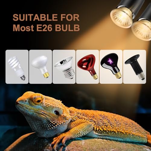 25W Uva Light Bulbs 4 Packs, Turtle Heat Lamp for Reptile | E26 Base Fit for Reptiles and Amphibian Tanks, Terrariums and Cages, Works with Various Lamp Fixtures