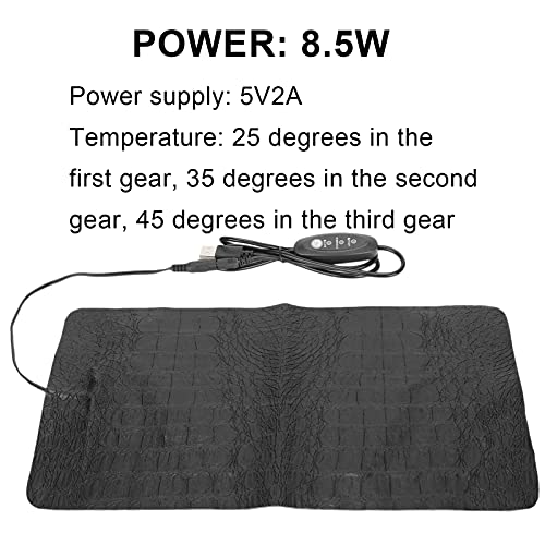 Pssopp USB Reptile Anti‑Scratch Heating Pad Reptile Heat Pad Temperature Adjustable Under Warmer Heating Mat for Small Animals(L)