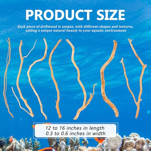 150g Natural Driftwood for Aquarium 12''-16'' Reptile Branches Terrarium Wood Long Driftwood for Aquarium Assorted Shapes Natural Decor