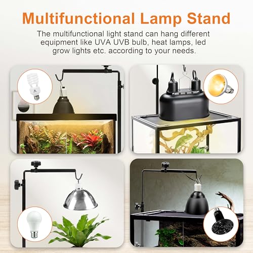 Simple Deluxe Reptile Light Stand Adjustable 15-36.6 inch Floor Lamp Holder, Metal Bracket for Reptile Tank & Terrarium Heating Light - size: Lamp Stand L