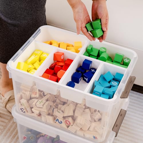 Citylife 32QT 2Packs Clear Craft Organizers and Storage Box with Tray | Stackable Art Supply Organizer Storage Bins with Lids for Beads, Markers, Sewing, Tools, Clothes, Files, Office Supplies - size: 32 Qt- 2 Pack