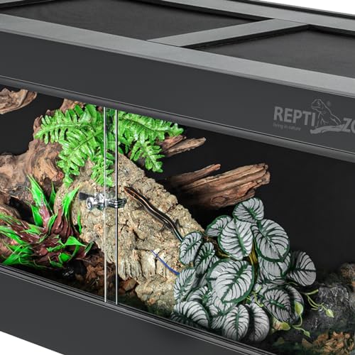 REPTI ZOO 68 Gallon PVC Reptile Terrariums, 48x18x18 Reptile Tanks Enclosure for Bearded Dragon Ball Python Snake Gecko, PVC Reptile Lounge Habitat with Glass Sliding Door & Top Screen Ventilation - style: 48x18x18"
