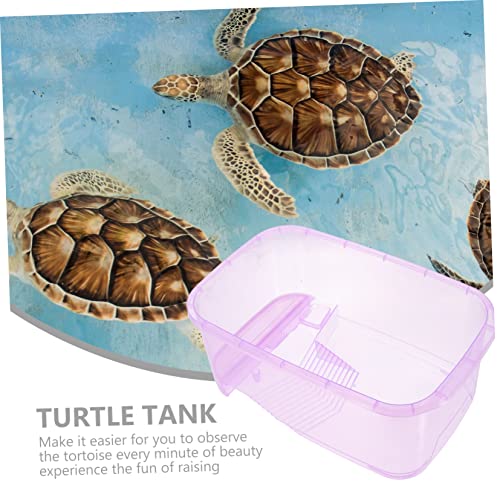 Yardwe 2pcs Turtle Tank Basking Platform Small Turtle Aquarium Habitat Reptile Living Box for and Aquatic Pets Convenient Cleaning and Fun Environment Amber