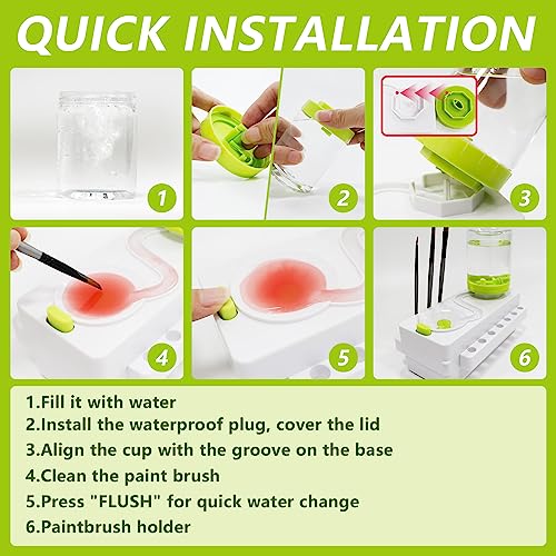 Paint Brush Cleaner, Brush Rinser with Drain and Brush Holder, Upgrade Water Circulation Paintbrush Cleaner Rinser for Acrylic, Watercolor, Water-Based Art Supplies Paint Brush Cleaner Tool, Green - color: Green