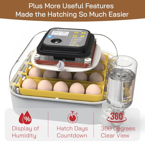 MATICOOPX 20 Egg Incubator with Humidity Display, Egg Candler, Automatic Egg Turner, for Hatching Chickens