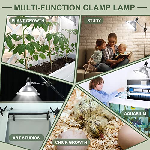 Macarrie 8 Pack Clamp Lamp Light with Aluminum Reflector, 6ft SPT-2 18awg Cord and Adjustable Stand Fixture, up to 150 Watt, E26 Socket, No Bulb(8.5 Inch) - size: 8.5 Inch