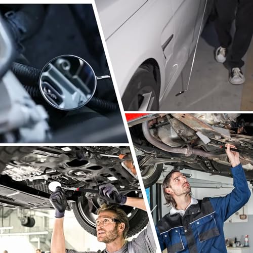 Telescoping Auto Inspection Mirror, 360° Swivel Mechanic Mirror Tool with Long Handle, Rectangular Round Extendable Mirror on a Stick for Technicians, Car Repair, Contractors, Home Inspection - style: 2 Pcs Round & Rectangular