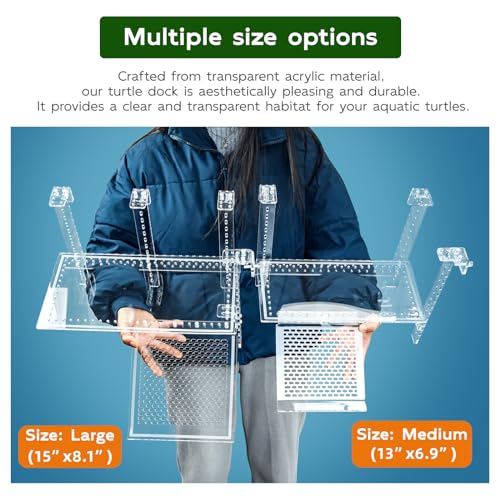 13" Hanging Acrylic Turtle Platform with Ramps | Adjustable hanging acrylic dock with attachable ramps. Solid clamp ensures stable placement on aquatic turtle tank rims - size: 13 x 6.9 Inch