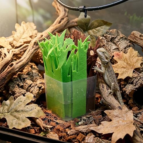 Reptile Humidifier Portable Felt Plants Humidifying System Imitation Plants Humidifier Water Basin Environmental Air Humidity Supplies with Purified, Green Brown - color: Green Brown