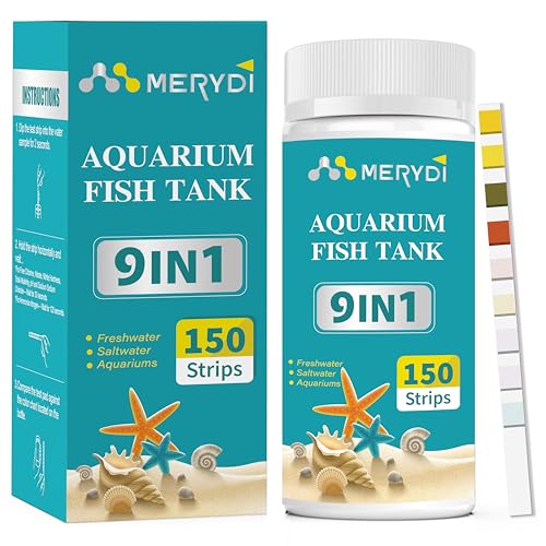Aquarium Test Strips, 9 in 1 Fish Tank Test Kit for Freshwater Ponds, 150 ct | Accurate Aquarium Water Testing Iron Copper Sodium Chlorine Nitrate Nitrite Total Alkalinity Hardness Free Chlorine pH - color: 9 IN 1 aquarium test strips