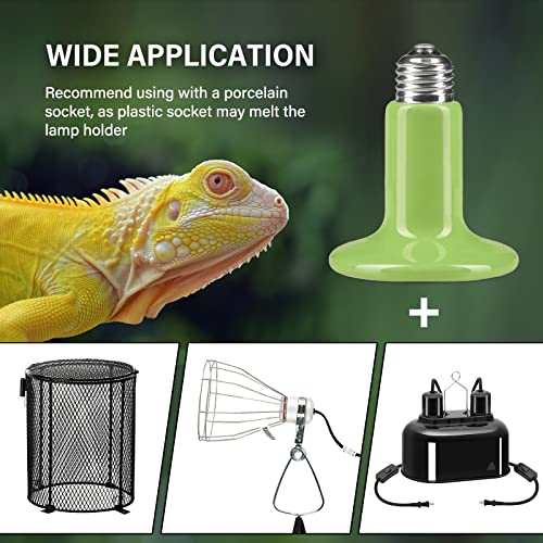 Simple Deluxe 150W 2-Pack Ceramic Heat Emitter Reptile Heat Bulb No Light, LCD Digital Aquarium Thermometer, for Reptile Amphibian, 2 Pack, Green - color: Green, size: 2 Pack