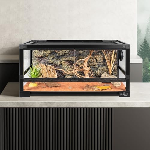 15 Gallon Full Glass Reptile Tank, Quick Fold Reptiles Enclosure with Waterproof Base, Top Screen Ventilation, 24" x 12" x 12" Front Opening Terrarium for Gecko, Lizard, Hermit Crab, Frog - size: 24" x 12" x 12"