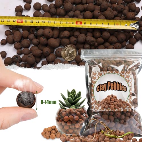 Doter 1.1 LB Clay Pebbles Leca Balls for Plants, hydroponic expanded Clay Pebbles, Ideal for Potted Planter Drainage Rocks Material