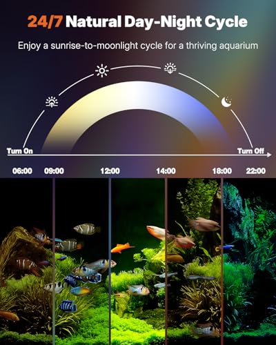 Pawfly 10 W Aquarium LED Light 20 Inch 24/7 Fish Tank Light with Full Spectrum Brilliant White Blue Red Green Lights Multi-Colored LEDs with D/N Mode Single Color Effects Timer & Adjustable Brightness - color: Basic, size: 20 Inch for 20 to 40 Inch Tank