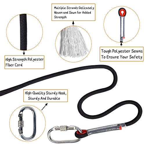 Indoor Outdoor Climbing Rope, 10/12/14mm (32FT/49FT/65FT/98FT) Static Rock Climbing Rope for Escape Rope, Ice Climbing Equipment, Fire Safety Rescue Rope, with Non Slip Gloves - color: Black, size: 10mm/32ft
