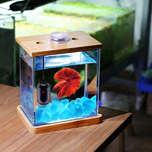 hygger 100W Mini Submersible Digital Display Aquarium Heater for Small Fish Tank, Compact and Fast Heating Thermostat, with External Controller and Built-in Thermometer, for Betta, Turtle - size: 100W (6.5-13 gallon)