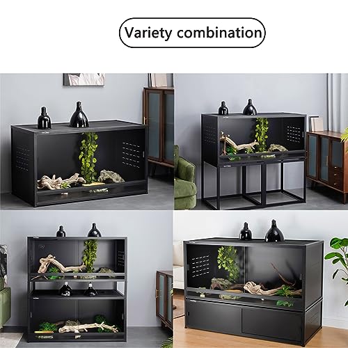 PVC Reptile Enclosure Space Efficient 44''x20''x20'' Stackable ToxiRium Large Reptile Terrarium 76 Gallons for Bearded Dragon Lizard Snake, Breeding Vivarium with Glass Doors Lock- with spacers - size: Two 44x20x20''-76 Gallon with Kit