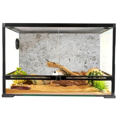 YongFoto Reptile Terrarium Background 30x12 inch Reptile Tank Background Vintage Grunge Cement Brick Wall Reptile Habitat Background Bearded Dragon Fish Tank Aquarium Background Backdrop - color: Gray White, size: 30x12in/75x30cm