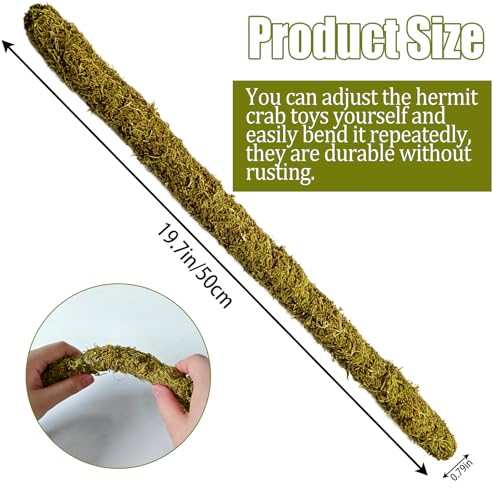 2PCS Leopard Gecko Climbing Toys Bendable Vine Tank Accessories for Lizard | Collapsible Moss,Terrarium Decor,Natural,Great Moisture Retention,for Crab Geckos Chameleons,Length of 19.7 Inches,Climbing