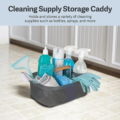 Casabella Cleaning Storage Caddy with Handle Plastic Multipurpose Organizer, Rectangle, 1.85-Gallon, Gray - color: Gray, size: 1.85 Gallon