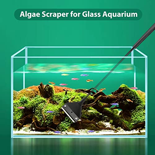 Vimvins Algae Scraper for Glass Aquarium, Long Handle Fish Tank Algae Scraper with 10 Blades, Essential Aquarium Cleaning Tool. - size: 25.6 Inch