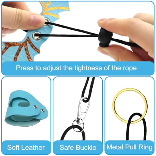 Lizard Harness and Leash-3 Size Pack Bearded Dragon Leather Dinosaur Wing Harness Reptile Leash Set for Safety Walking Costume Indoor Outdoor - color: Blue