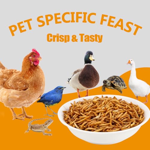 5LB Dried Mealworms, Non-GMO Meal Worms for Chickens & Birds, High Protein Chicken Feed, Natural Chicken Worms Ideal for Wild Birds, Reptile Tasty Bird Food
