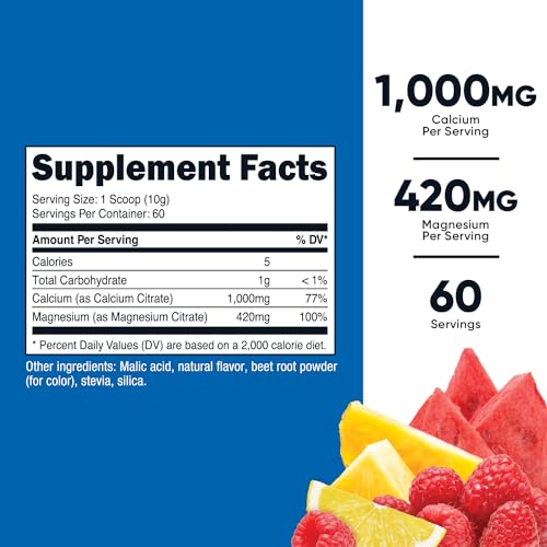Nutricost Calcium Magnesium Powder (Fruit Punch, 60 Servings) - Bone Support, Non-GMO, Gluten Free (from Calcium Citrate and Magnesium Citrate) - size: 21.6 Ounce (Pack of 1)