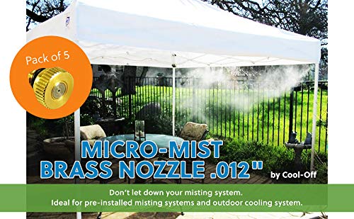 Micro-Mist Nozzle- Garden & Patio Misting System, Cooling Brass Nozzles with 0.012 Inch Size & 10/24 Inch Thread (Pack of 5) - size: Pack of 5