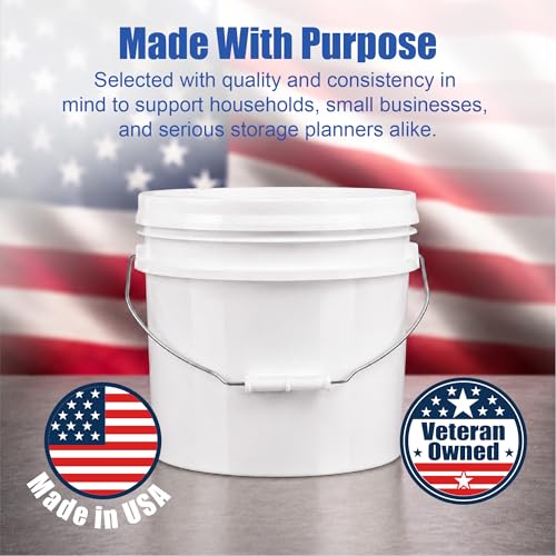 3.5 Gallon Bucket, Food-Grade w/Lid, BPA-Free, White, 1 Pack | Airtight Gamma Seal Screw-On Lid, Heavy-Duty 90 Mil HDPE Plastic, Food Safe and Durable Container, Bulk Storage, Made in USA - color: White, size: 1 Pack