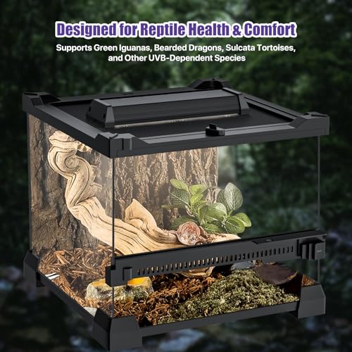 8.5" LED UVB Reptile Light with 24H Cycle Timer & Dimmer | 8W UVA UVB Lamp, UVI Switching, Brightness Adjustment for Turtle, Bearded Dragon, Lizard and More(No Heat) - size: 8.5 inches