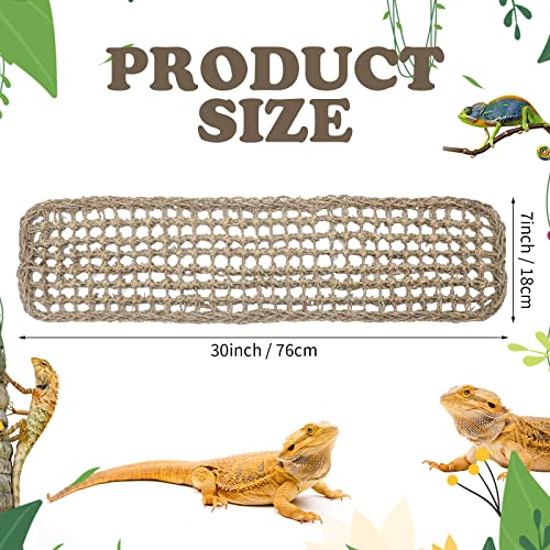 Silkfly 2 Pieces Large Bearded Dragon Hammock Lizard Reptile Climbing Lounger Seagrass Fiber Habitat Tank Accessories for Hermit Crab Gecko Snake Iguana(30 x 7 Inch,Rectangle,Brown) - color: as shown in the pictures, size: 30 x 7 Inch