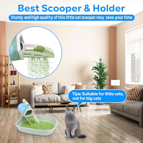Upgraded Cat Litter Scooper with Holder, Portable Litter Shovel for Pet | Upgraded Cat Litter Shovel with Bags and Waste Can, Cat Scooper with Extra 150 Count Litter Waste Bags