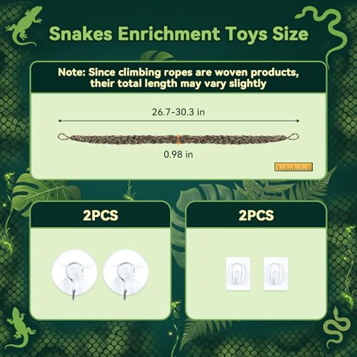 Rope for Snake Climbing Accessories, Ball Python Enrichment Toys, Snake Enclosure Accessories, Reptile Tank Accessories for Ball Python, Corn Snake, Hermit Crab, Lizards, Geckos (Black) - color: Black