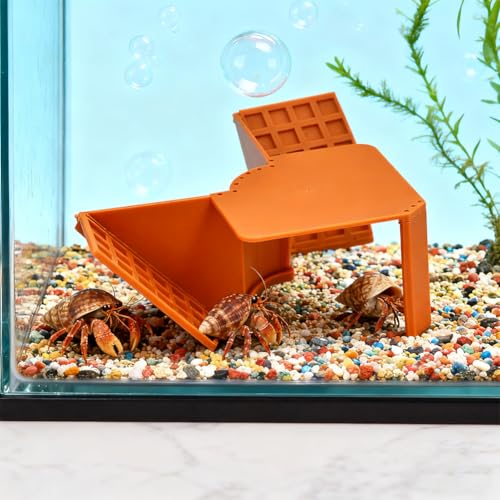 Hermit Crab Cave Hideout with Climbing Ramp 3-in-1 Hermit Crab Climbing Tank Hide Hideout Underground Tunnel Cave Corner(Color:Brown)